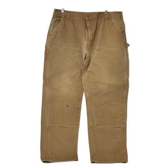 Vintage Carhartt Brown Double Knee Pants 40x32 Made In USA Workwear Canvas - Picture 1 of 8